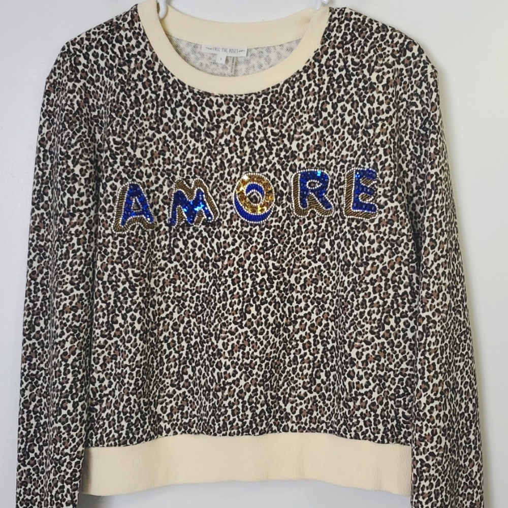 Free the Roses Leopard Print Sweatshirt 'Amore'